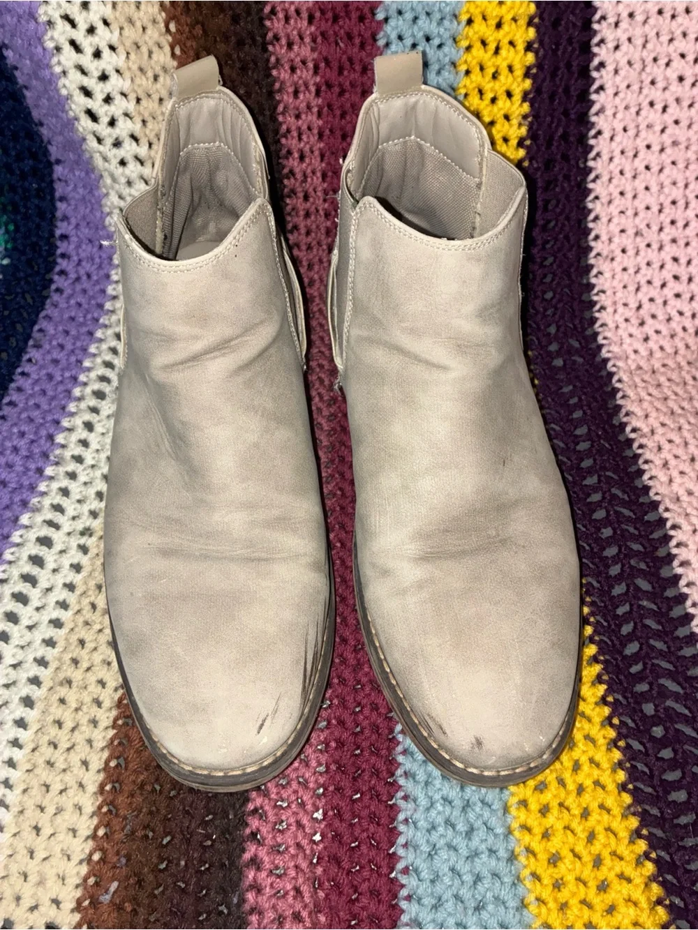 Men's Taupe Leather Suede Chelsea Boots
